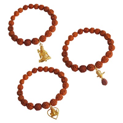 Lord Shiva Shivling Charm Rudraksha Bracelet Combo 